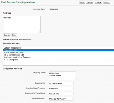 Address Lookup for Salesforce